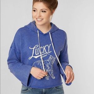 Lucky Brand Lucky Bear Cotton Graphic Print Blue Hoodie Size Small